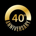 40 years anniversary icon. 40th celebrating and birthday golden logo. Vector illustration Royalty Free Stock Photo